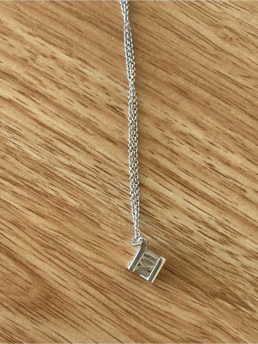 Tiffany Silver Roman Numeral Atlas Cube Necklace